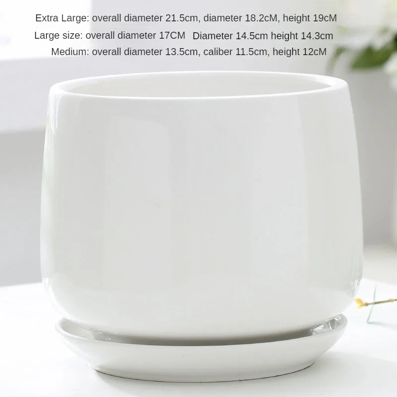 Ceramic Flowerpot Creative Large And Extra Large Flowerpot With Tray Household Balcony Nordic Simple Home Decoration flower pot hydroponic flower pot plant pot