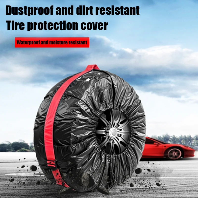 Universal 4Pcs Spare Tire Cover Case Polyester Car Tyre Storage Bags Automobile Tyre Accessories Auto Vehicle Wheel Protector