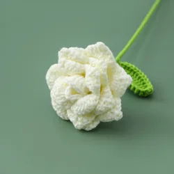 Elegant Rose Knitted Flower Bouquet - Handcrafted Crochet Floral Decor for Weddings and Home Parties (White)