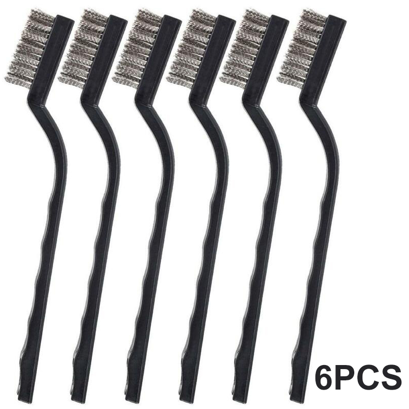 6pc set Small Wire Brushes Cleaning Brushes For Mechanical Part Derusting Remove Paint Accessories 17cmx1cm Stainless Steel Wire