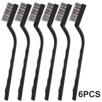 6pc set Small Wire Brushes Cleaning Brushes For Mechanical Part Derusting Remove Paint Accessories 17cmx1cm Stainless Steel Wire 1