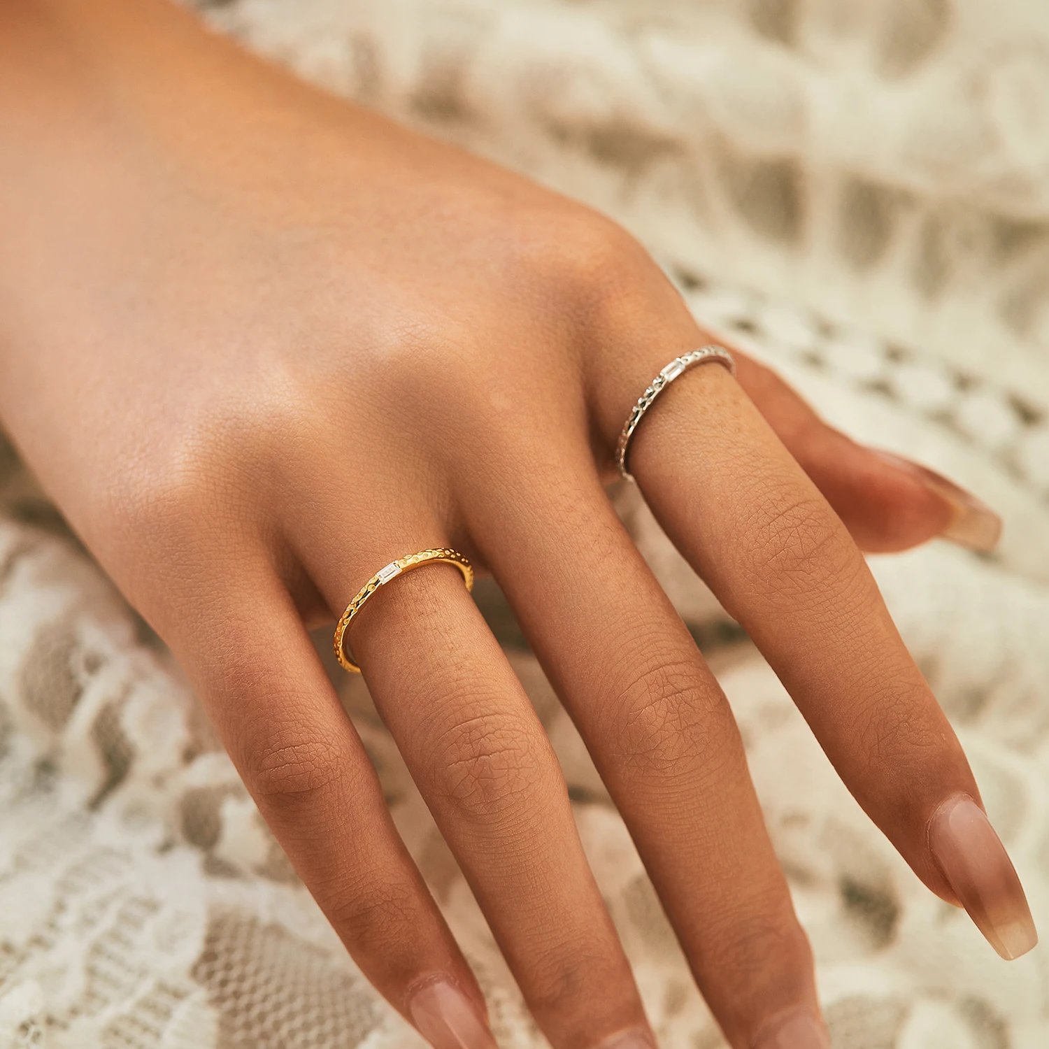 Stackable Rings 18k Gold Thumb Ring MODIAN 925 Sterling Silver