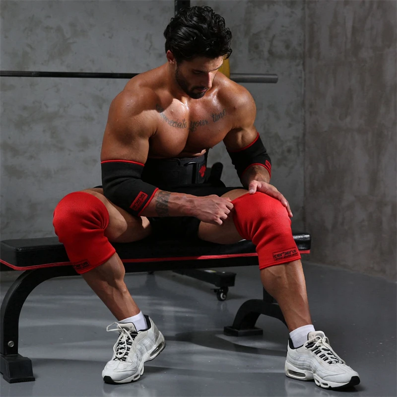 Cerberus Fitness Tranning Sports Safety Bodybuilding Sports Entertainment Wrist Support Elbow & Knee Pads Gym Accessories Men jingba support fitness sports waist back support belts sweat belt trainer trimmer musculation abdominale sports safety factory