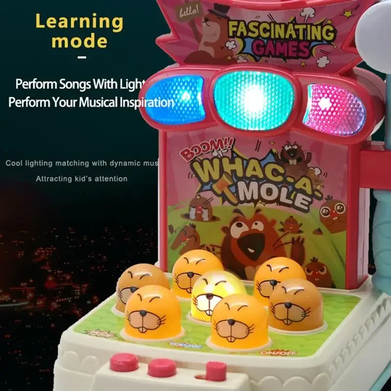 Kids Music Toys Baby Enlightenment Game Console Electric Whack a Mole Toy with Interactive Knock Knock Music for Early Education