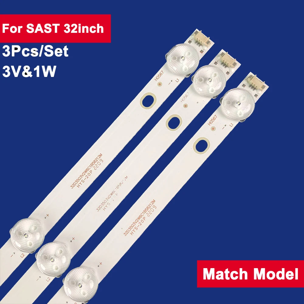 

3Pcs 598mm For SAST 32inch LED Backlight TV Strip 6Leds 3V&1W JL.D321225006-T3 SAST30A1 HV320WHB-N80 L32F1S SAST26A1 LT3288D