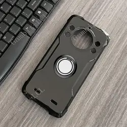Durable Back Ring Holder Phone Cover - TPU Soft Silicone Case for Cubot KingKong 9 (Ring Case Black)