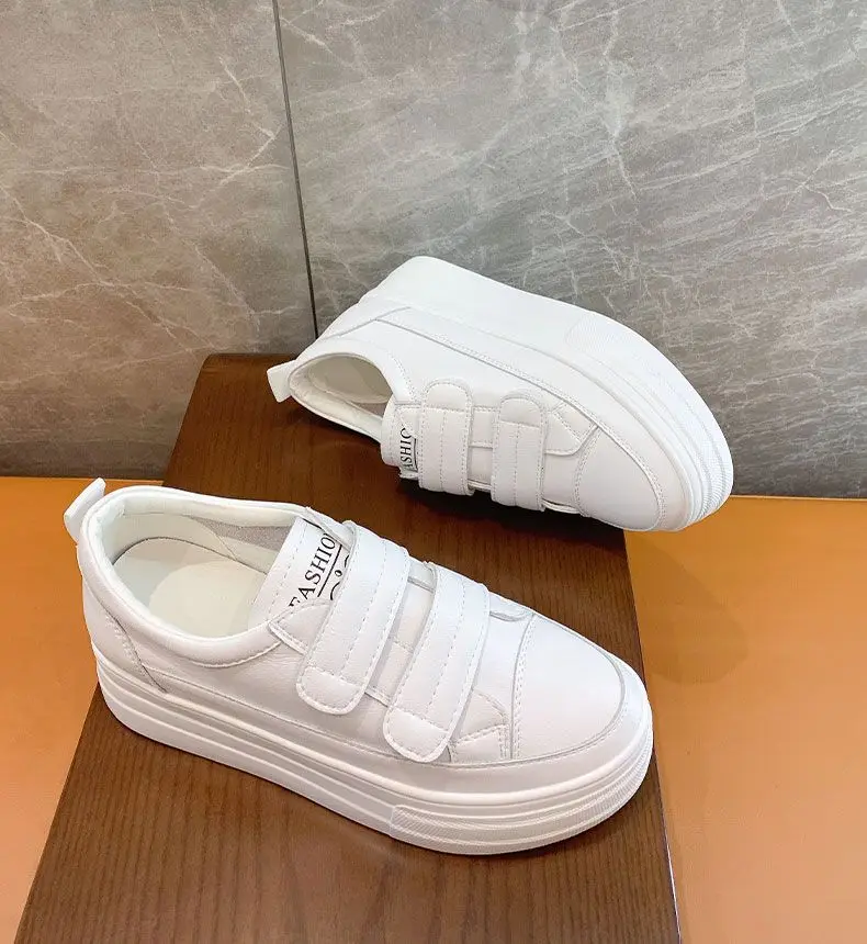 Women's 5cm Leather Wedge Sneakers - true deals club