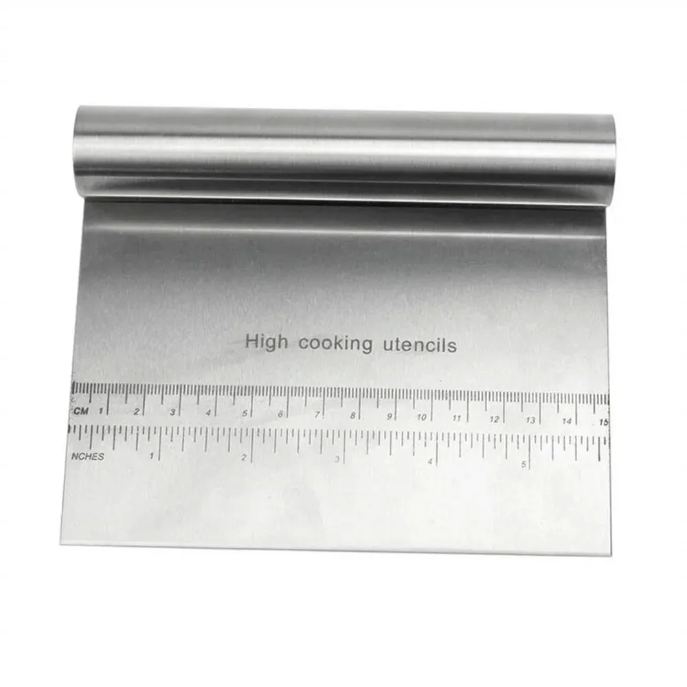 Dough Scraper Stainless Steel Pastry Pizza Cutter Chopper with Measuring Scale Multipurpose Cake Bread Separator Knife