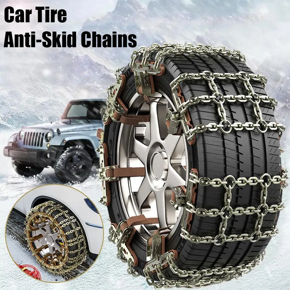 Anti-Skid Car Wheel Tire Chains Heavy Duty Metal Steel For Emergency Snow ICE Mud Sand Fit Tire Width 205-255mm