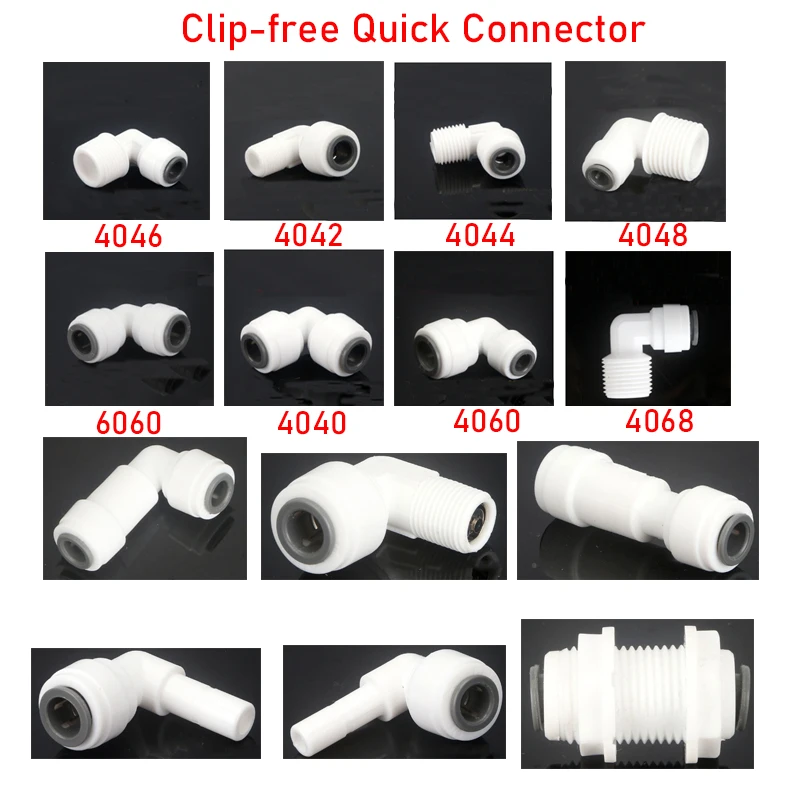 1/4" 3/8" Hose Tube RO Water Elbow/Equal Straight Check Valve/Straight Bulkhead Reverse Osmosis Aquarium Plastic Quick Fitting