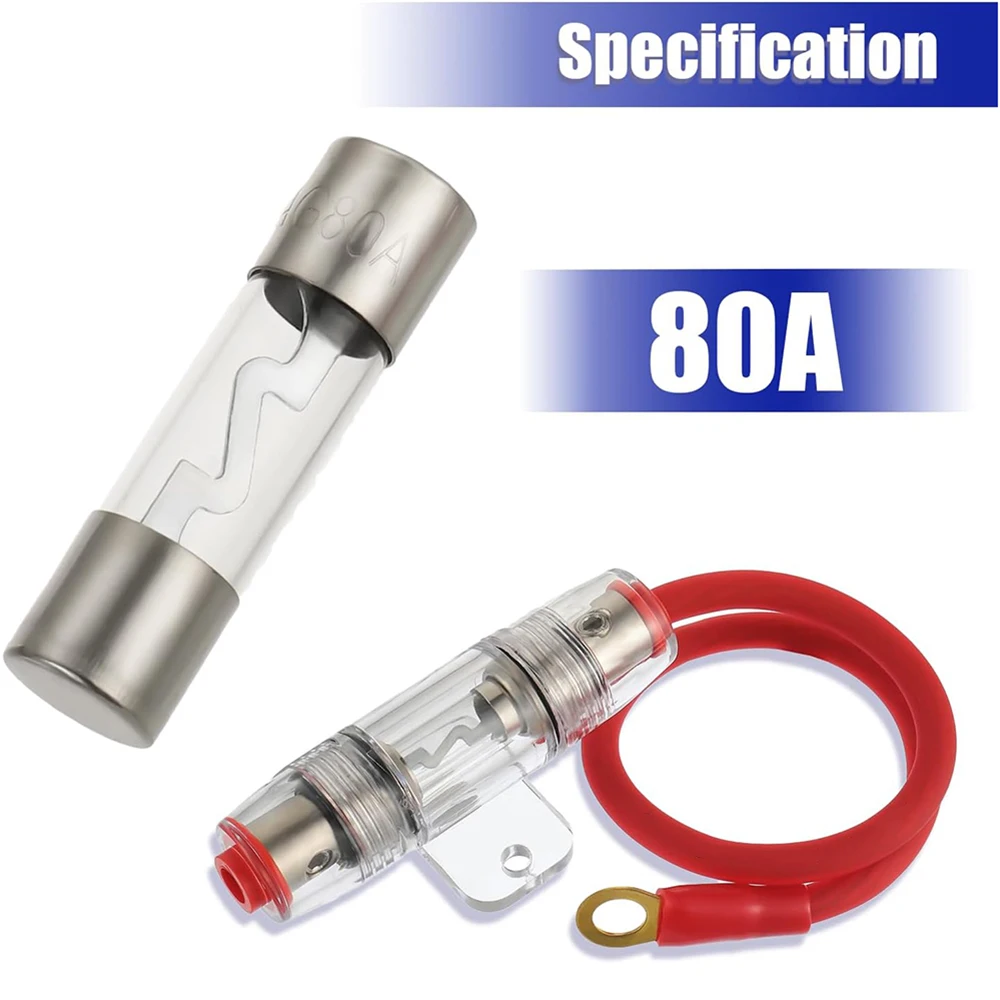 2 Set 30 A 80 A 100 A Sicherung und 8 AWG 1 ft Stromkabel mit AGU Sicherungshalter Auto Audio Refit Sicherungshalter Stereo-Leistungsschalter Inline – Detail 3