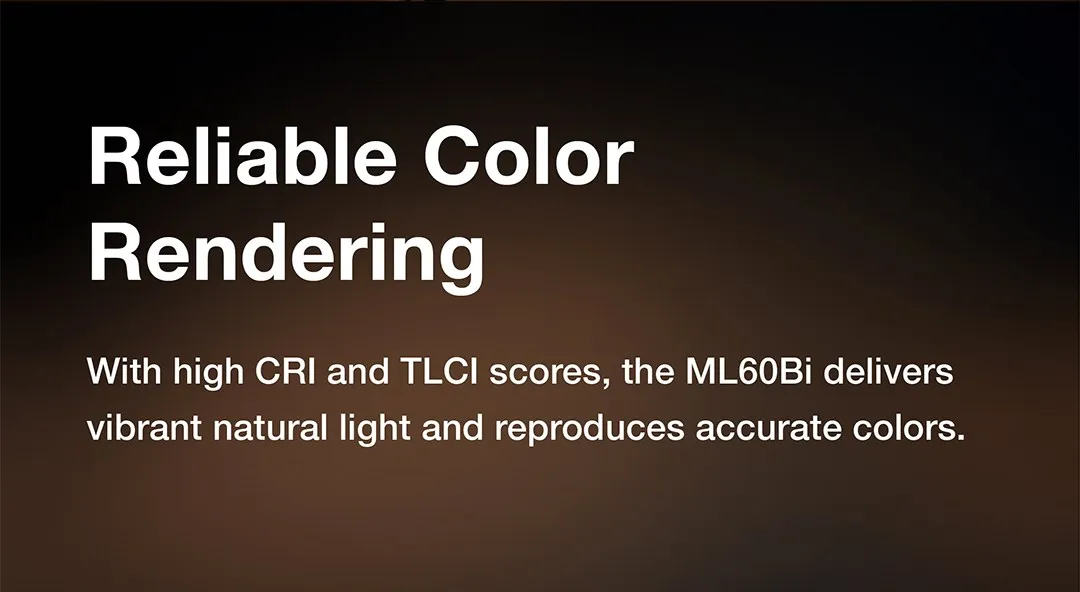 ML60Bi ML60 Bi 60W Bi-Color LED Light Silent Mode Portable Brightness Adjustment