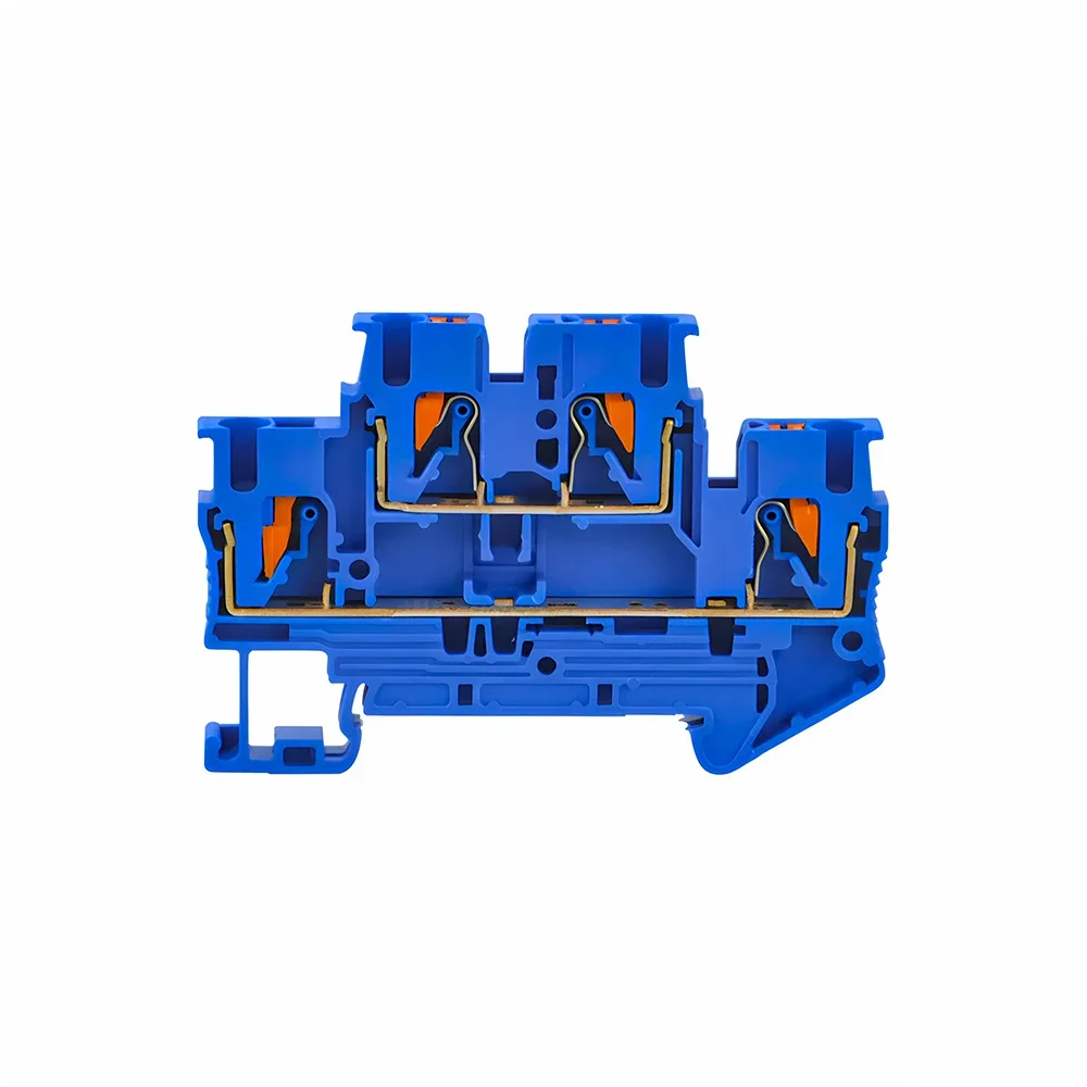 DIN Rail Terminal Block PTTB-2.5 10Pcs 4 Colors Double Layer Spring Clamp 24A 500V AWG26-16 PE Conductor