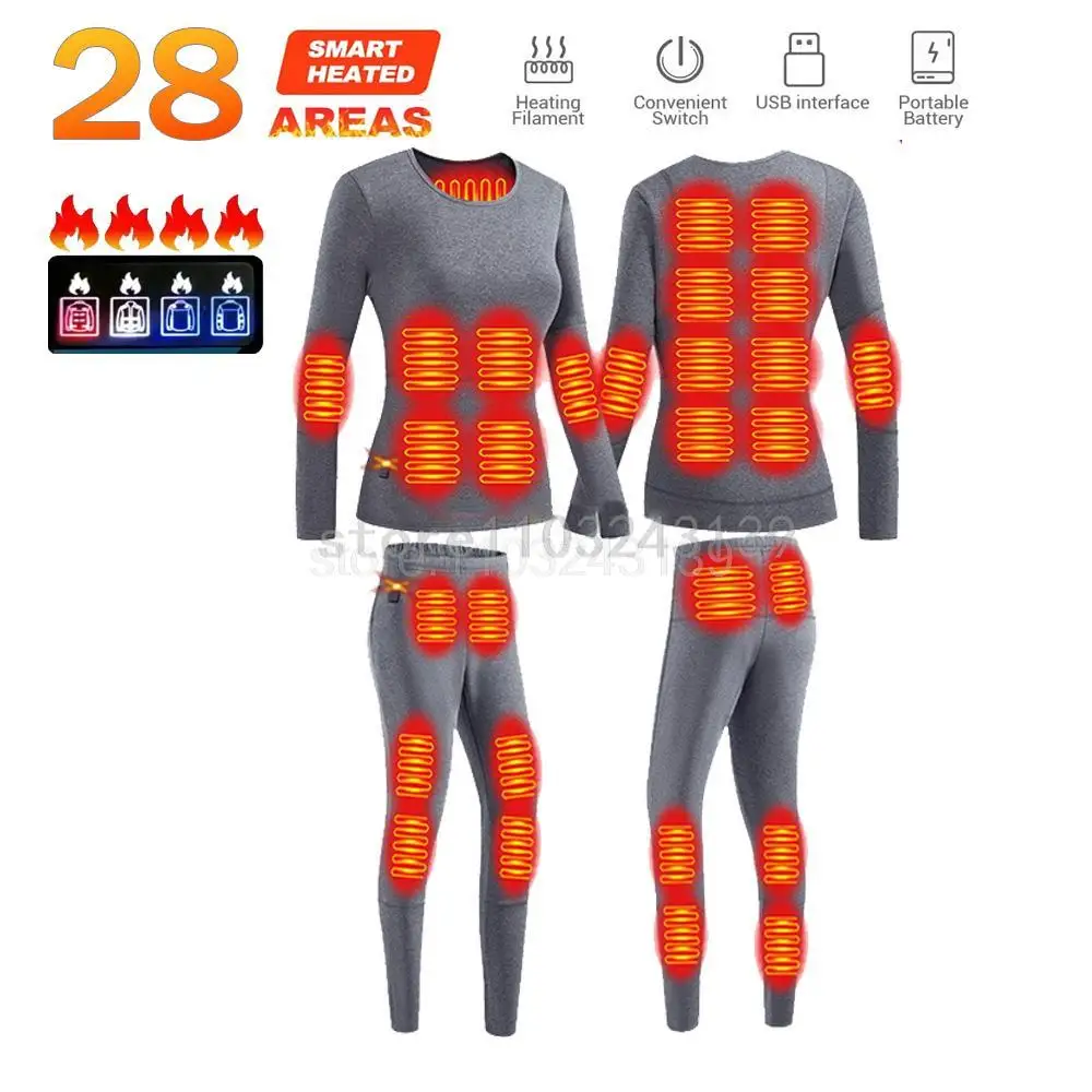 thumbnail image 1 of Conjunto de ropa interior con calefacción eléctrica para invierno, chaqueta de motocicleta, chaqueta autocalentable, pantalones y calzoncillos largos térmicos de polar para hombre, 1 of 5