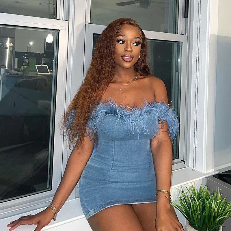 

Women Vintage Denim Dress Sexy Fashion Sleeveless Jeans Dress Ladies Bodycon Mini Dresses Belt Vestidos Vintage Clubwear