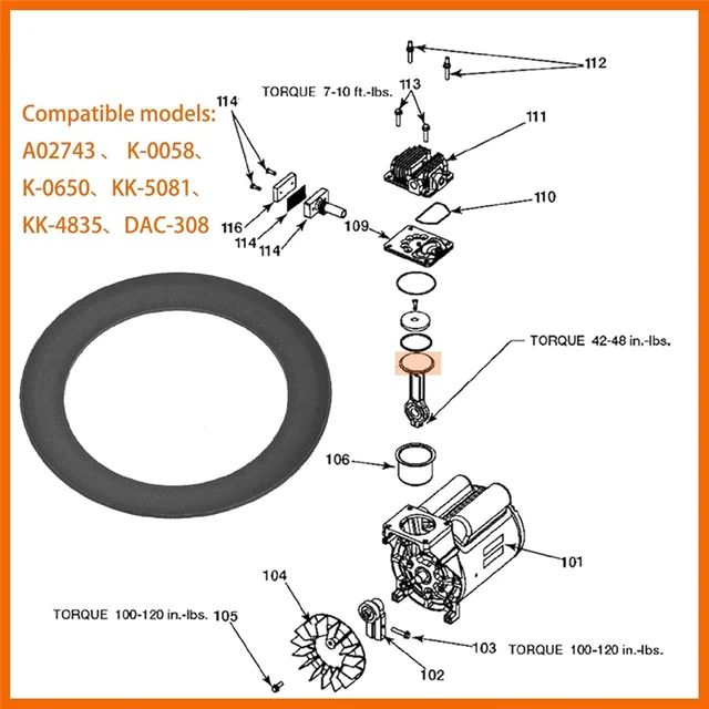 Anillo De Pistón ABUL-3Pcs DAC-308 Para Compror De Aire