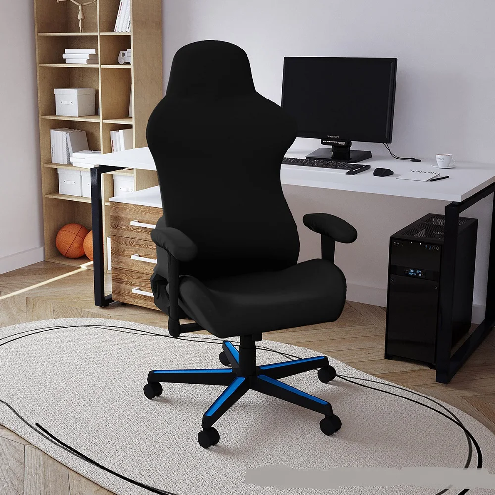 Chair Cover 1PC Black Milk silk solid color e-sports chair cover internet cafe sports seat chair cover dustproof elastic cover