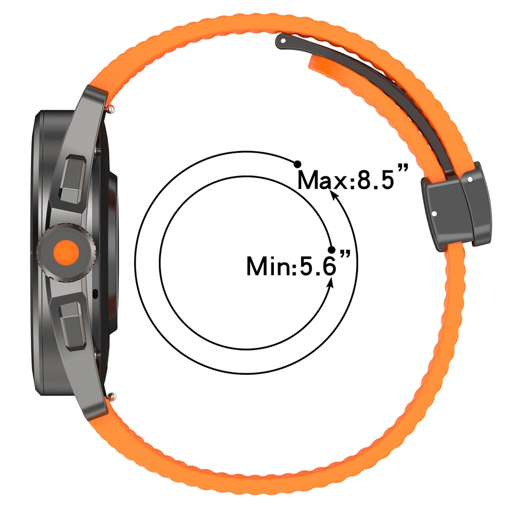 Magnetic Loop Silicone Watch Band Strap, 20/22mm - Universal Fit
