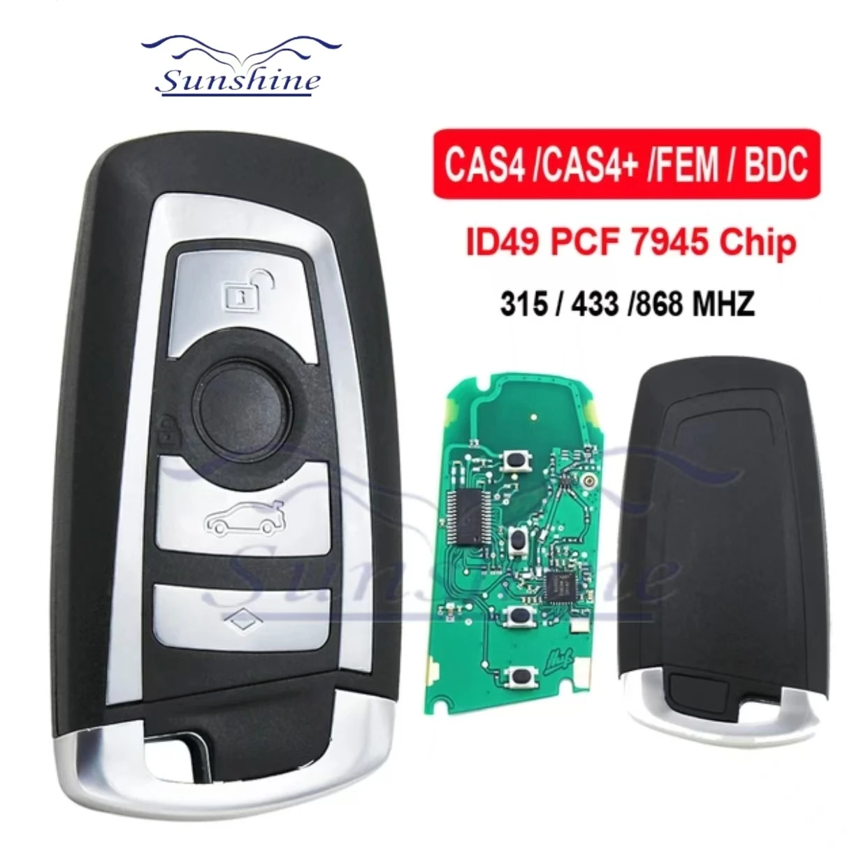 Llave Mando A Distancia Para BMW F Fem CAS4 CAS4+ – 433MHz Con Chip PCF7945 – Compatible Con Serie 5, 7, X3, X4 Y Más