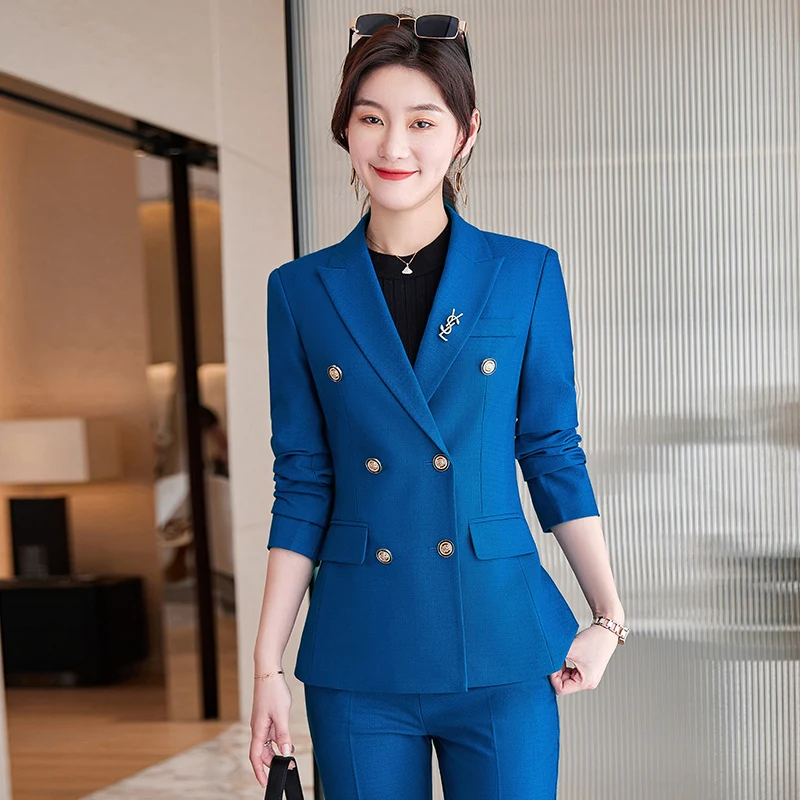 High Quality Fabric Formal Professional Women Business Work Wear Suits OL Styles Career Interview Blazers Trousers Set Pantsuits