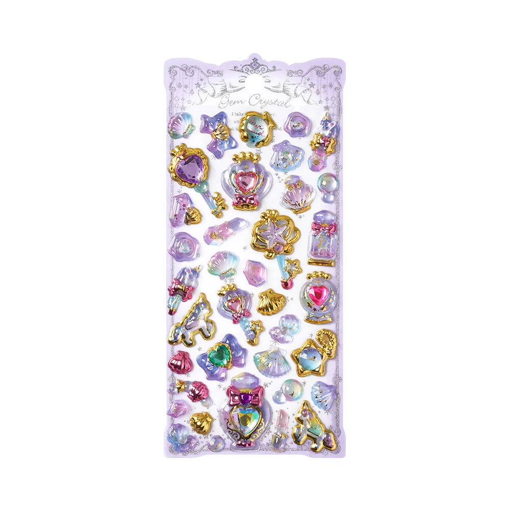 1pc/4pcs Kawaii 섬세한 3D 릴리프 스티커 보석 금박 스티커 스크랩북 Diy 저널 문구 스티커 데코 학교