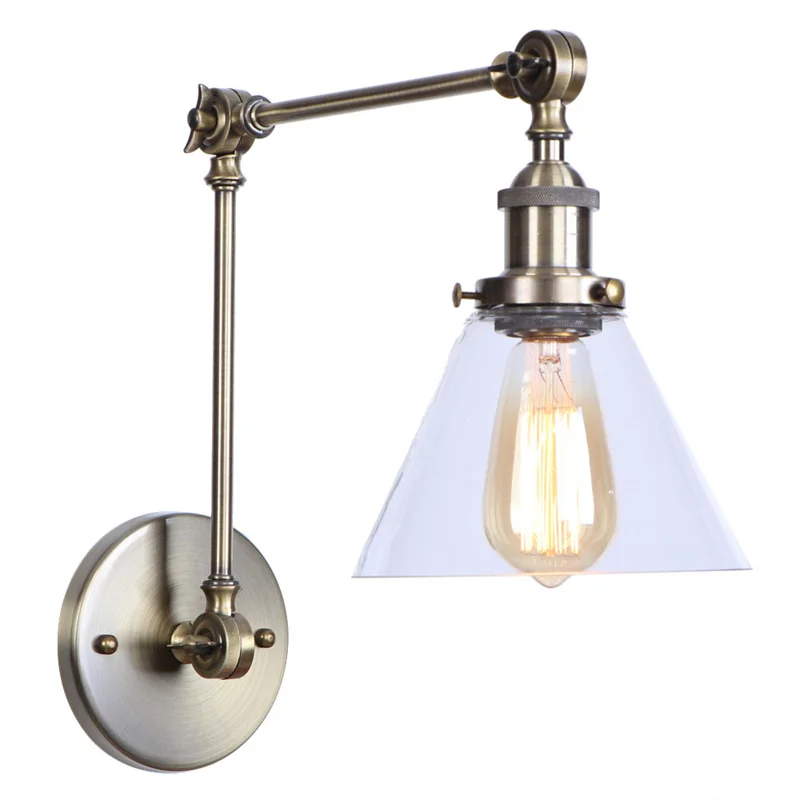 IWHD Long Swing Arm Loft LED Lamps Industrial Vintage Cafe Bar Balcony Bedside Lamp Pull Chain Switch Clear Glass Mirror Light 6