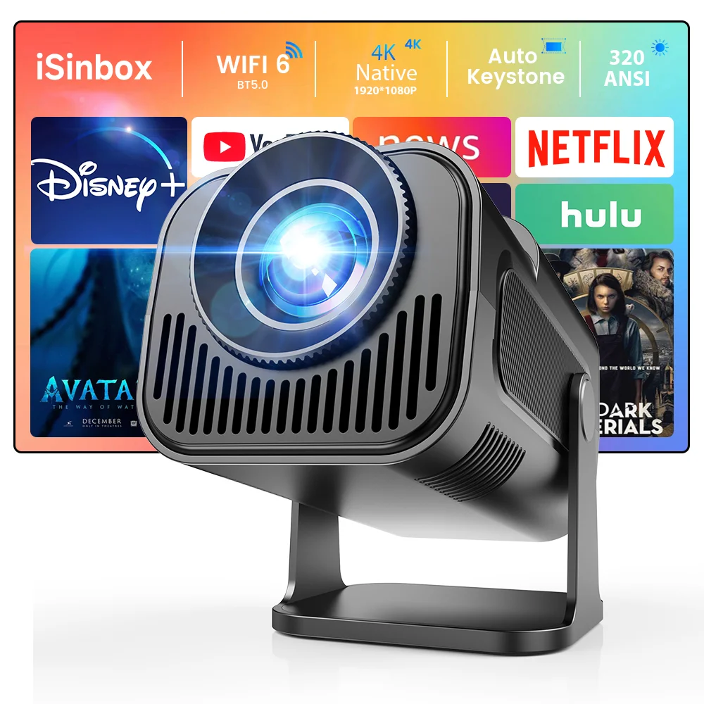 ISinbox-HY320AA NTV Netflix sèche sous licence Android 13, budgétaire avec 1080P 320ANSI Prime Video promettant WiFi BT5.3 HDMI