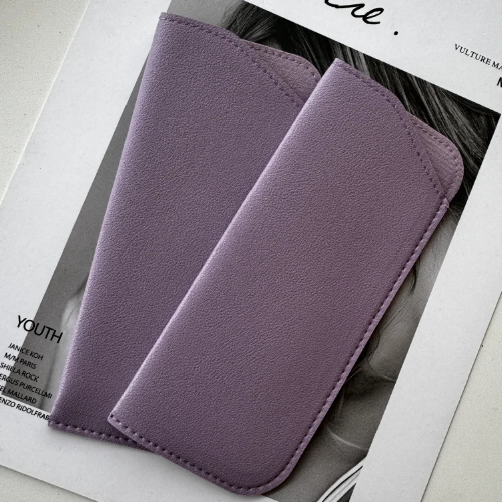 Retro PU Leather Side-Opening Glasses Pouch - Solid Color for Outdoor, School, and Office Use