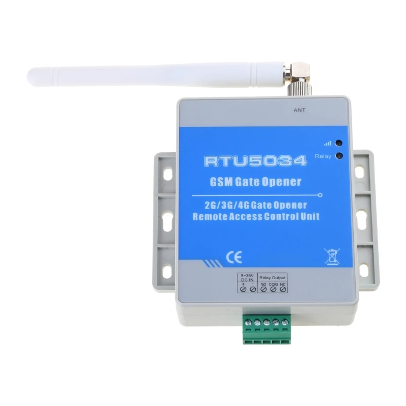 GSM 2G RTU5034 Wireless Garage Door Gate Opener Remote Controller Free Call Relay Switch Unit Supports 200 Users White