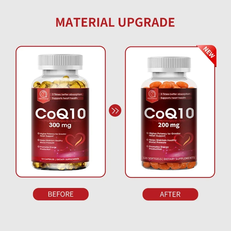 BBEEAAUU 300mg Organic Ultra High Absorption COQ10 Coenzyme Q10 Blood Vessels&Heart Health Blood Pressure Balance for Old People