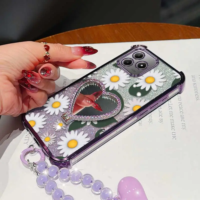 White Daisy Phone Case Set with Lanyard & Stand - 3 Piece Collection