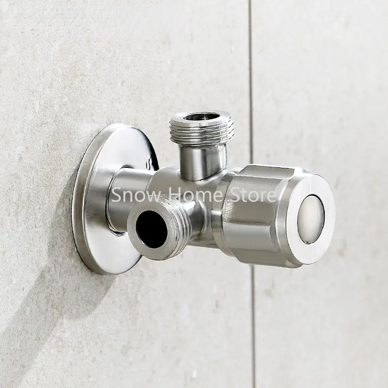 304 Stainless Steel Double Outlet Angle Valve One In Two Out Stop Valve Control Water Switch Triangle