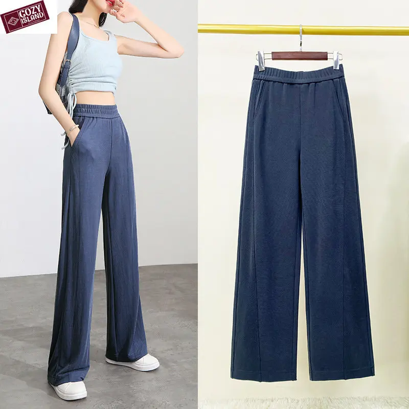 

Modal Wide Leg Pants Women High Waist Drape Summer White Loose Large Size Lengthened Floor-length Straight-leg Trousers Clothing