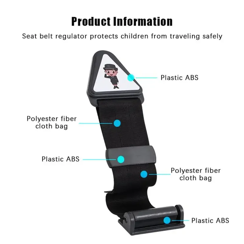 Cinture di sicurezza per auto in poliestere facili da usare per giovani, imbracatura regolabile anti-inceppamento con protezione per il collo - Image 5
