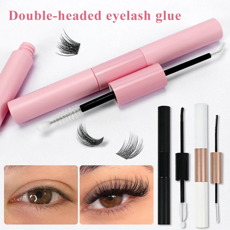 Doppelseitiger Wimpernkleber mit wasserfester, schnelltrocknender und starker Halt für schwarze Wimpernbüschel und nicht klebende, transparente Versiegelungsschicht_voghion.com