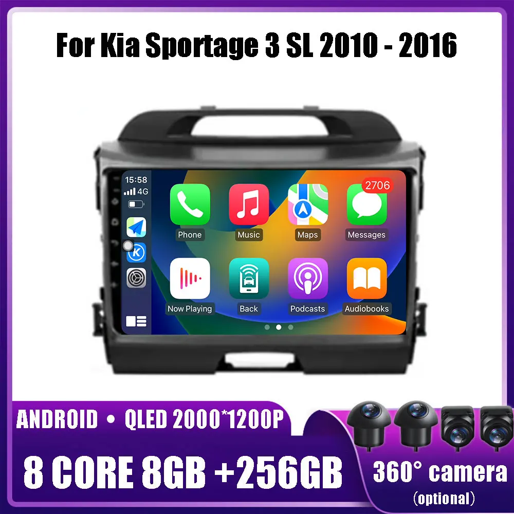 

Автомобильный мультимедийный плеер, стерео-система на Android 14, с GPS, Wi-Fi, Bluetooth, DVD, для Kia Sportage 3 SL 2010-2016, типоразмер 2 din, 4G