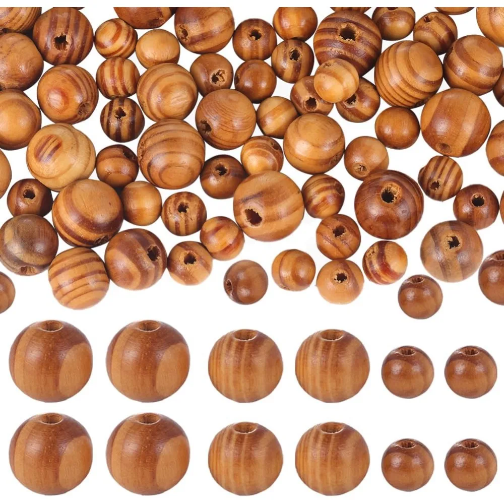 100 Perline In Legno Naturale Per Macramè 10 Mm - Grezze, Rovide, Con Foro Da 4,5 Mm Per Gioielli E Decorazioni Boho - 3