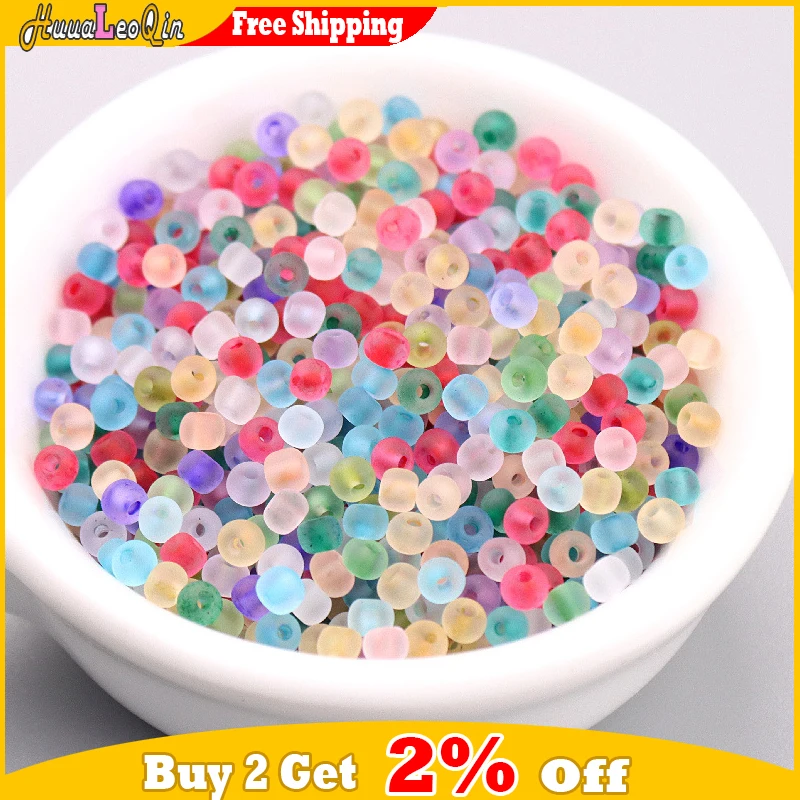 Glass seed beads 150pcs 3mm Transparent Frosted Glass Bead 8/0 Loose Spaced Seed Beads