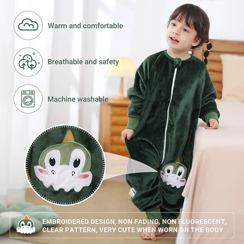 MICHLEY Cute Flannel Children Baby Sleeping Bag Sack Sleepsack Winter Warm Pajamas Sleepwear Pajamas For Girls Boys Kids 1-6T 6