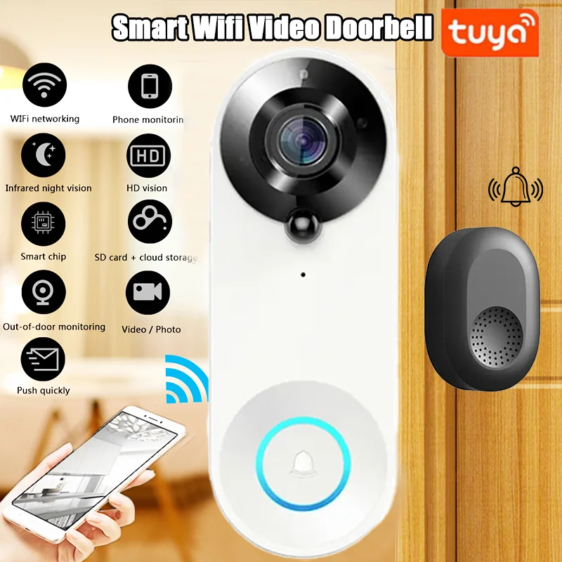 1080P Tuya Smart Video Campanello Telecamera Wifi Videocitofono Campanello Per Porte Audio Bidirezionale Funziona Con Alexa Echo Show Home