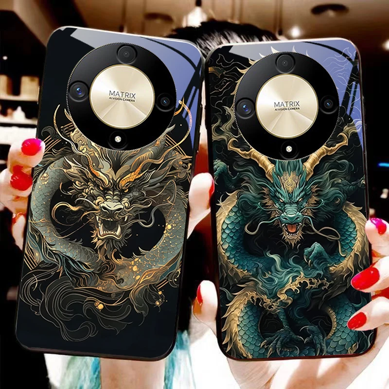 Chinese Wind Dragon Tempered Glass Phone Case