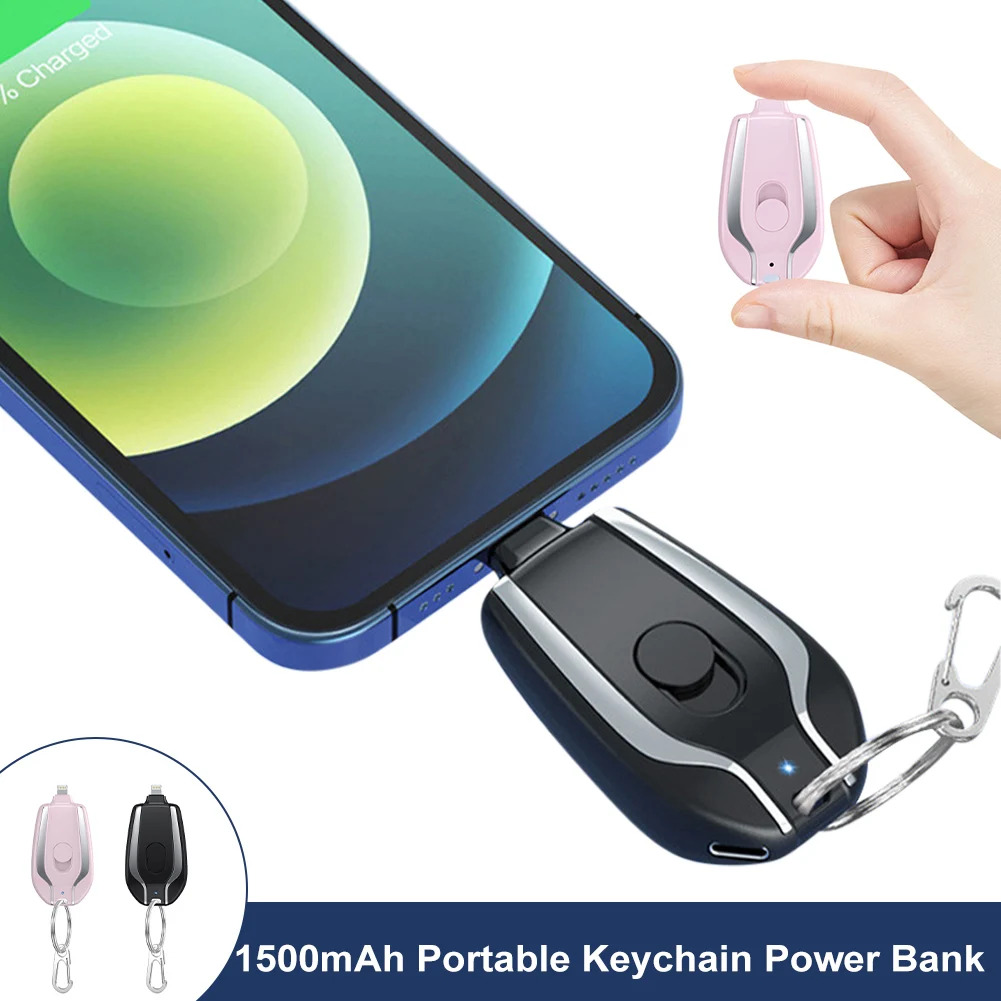 1500mAh Power Bank Portable Keychain Fast Charging Mini Mobile Phone
