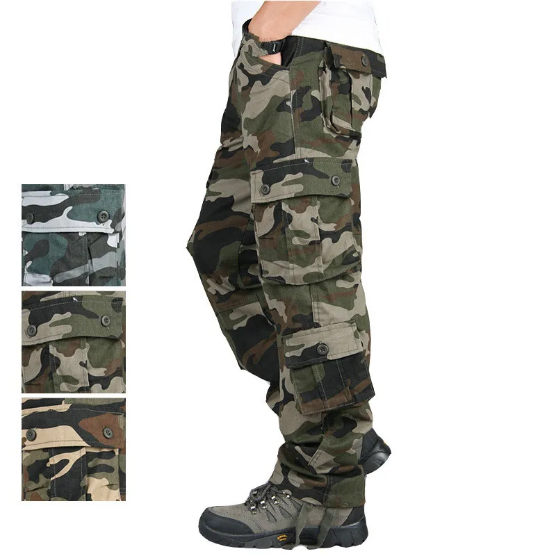 Camouflage Camo Cargo Pants Men Casual Multi-pockets Baggy Combat Loose Trousers Overall Army Military Tactical Pants Hombre 44 cargo pants,military cargo pants,men casual pants