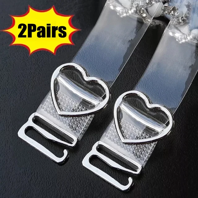 3Pairs Metal Buckle Bra Straps Belt Women's Elastic Invisible Transparent Silicone  Bra Straps Adjustable Intimates Accessories - AliExpress