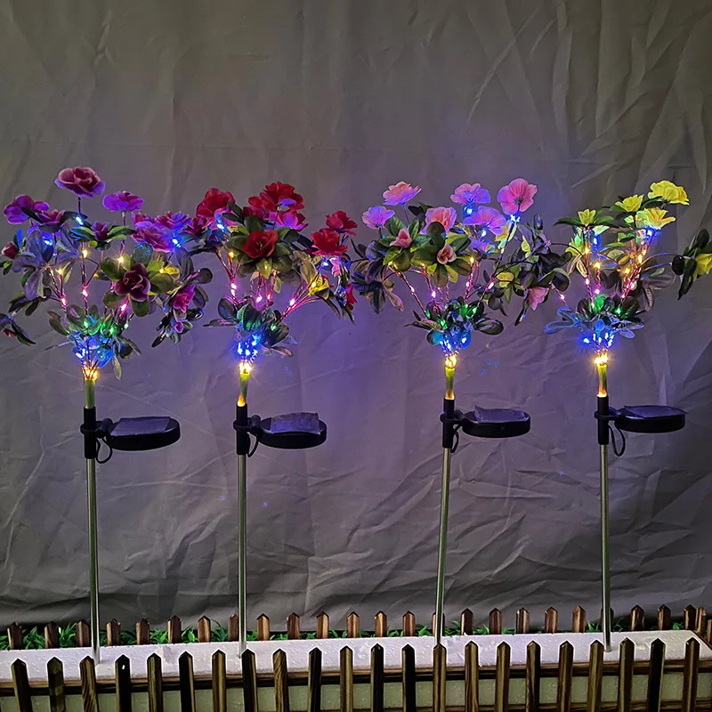 

Led Solar Azalea Carnation Lights Outdoor Wild Flowers Lawn Lamps Garden Pathway Light for Patio Yard Holiday Decoration