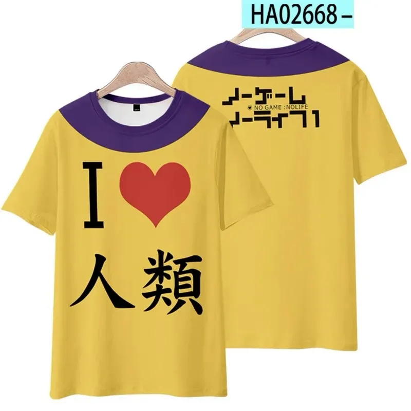 No game lifeless 3d print t-shirt summer round neck short sleeve kimono anime japanese streetwear 2024
