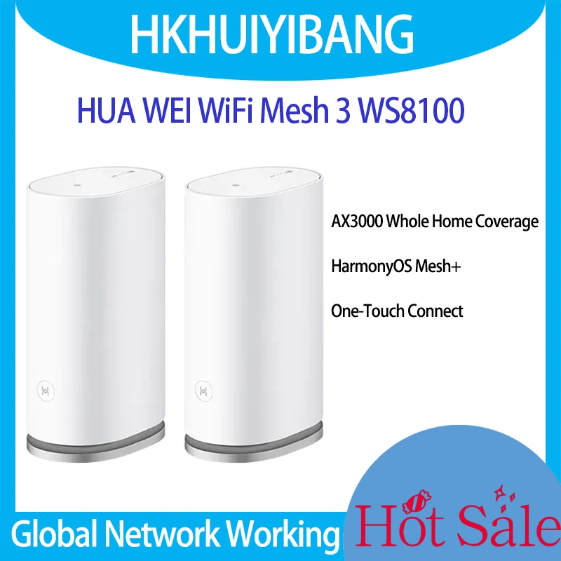 

HUA WEI WiFi Mesh 3 WS8100 Whole Home Coverage One-Touch Connect HarmonyOS Mesh Router WiFi6 AX3000 Internal Antennas