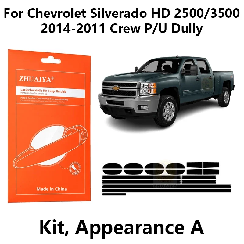 

Защитная пленка для края дверной ручки, защитная пленка из ТПУ для Chevrolet Silverado HD 2500/3500 2014-2011 Crew P/U Dully