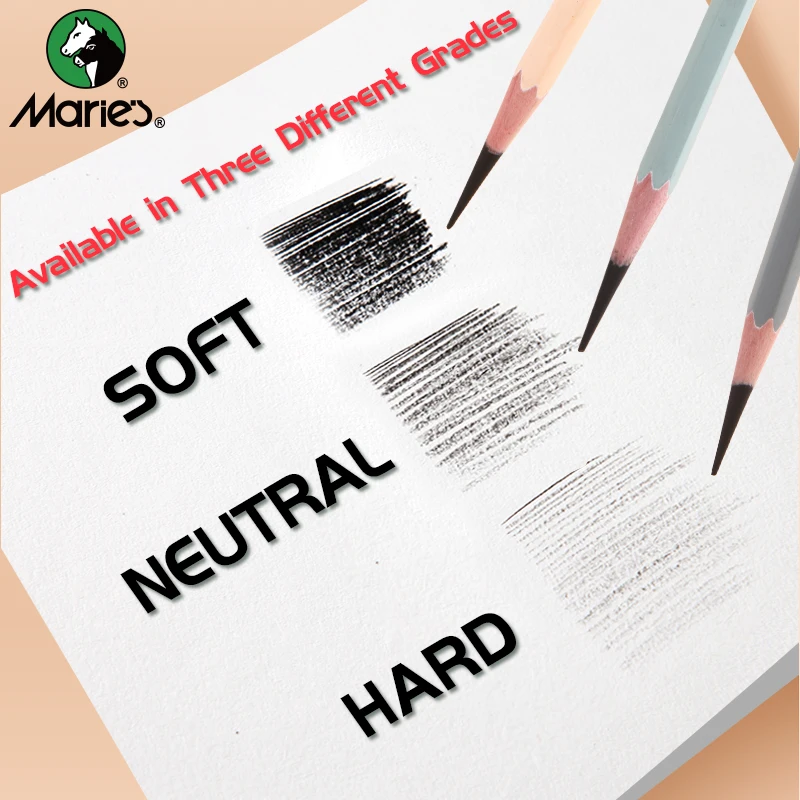 6/12pcs Marie's Sketch Charcoal Pencils,Soft/Medium/Hard Lead with Colored Wooden Barrel for Drawing,Sketching,Shading & Blendin 3
