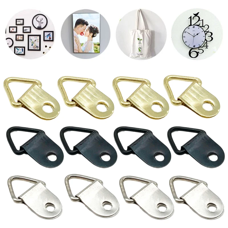 50pcs Triangle D-ring Hanging Oil Painting Mirror Photo Frame Hanger Wall Hook with Screws Furniture Accessories |